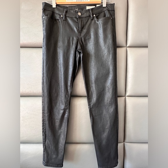 🇬🇧 ALL SAINTS “Brodie” Waxed Low Rise Cropped Skinny Jean Black - Picture 1 of 8